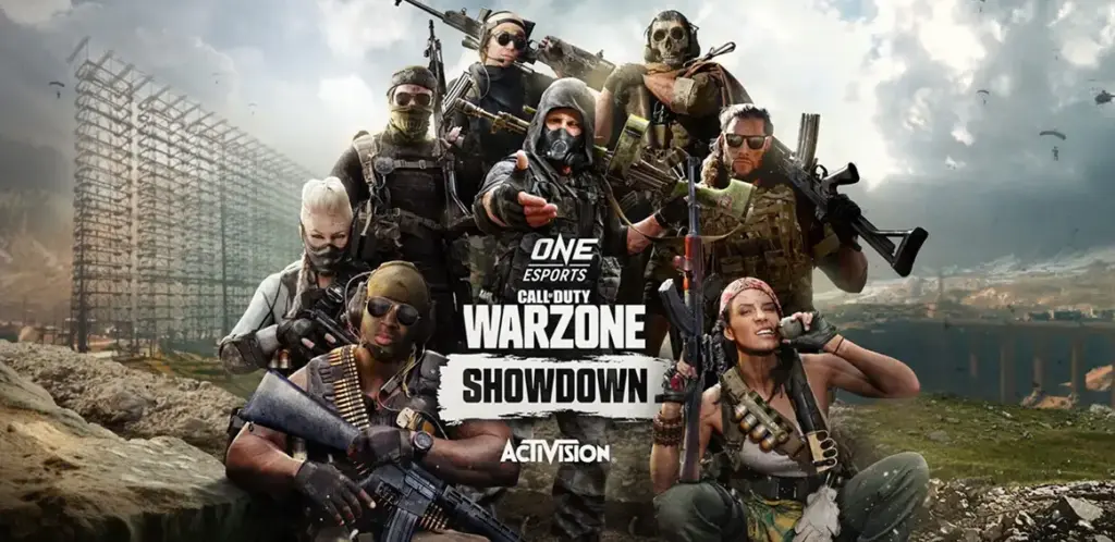 Spelposter met Call of Duty, waarop populaire personages uit de serie zijn afgebeeld.
